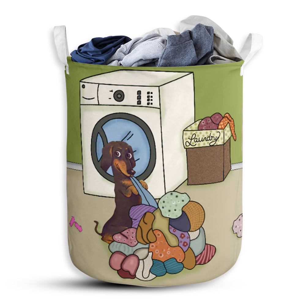 Dachshund Wash With Clothes Laundry Basket For Bathroom Bedroom Storage