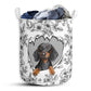 Dachshund With Flower Black And White Laundry Basket For Bathroom Bedroom Storage