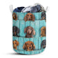 Dachshund Wood Blue Laundry Basket For Bathroom Bedroom Storage