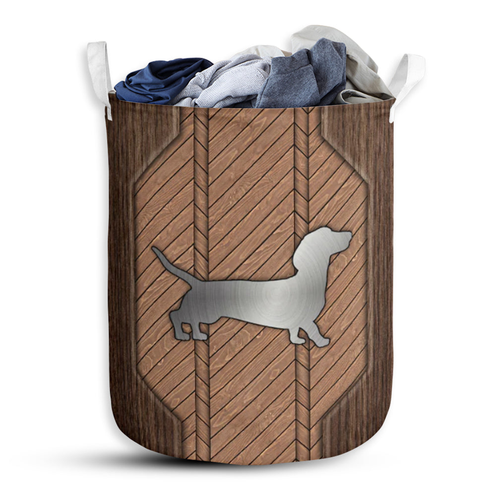 Dachshund Wood Style Laundry Basket For Bathroom Bedroom Storage