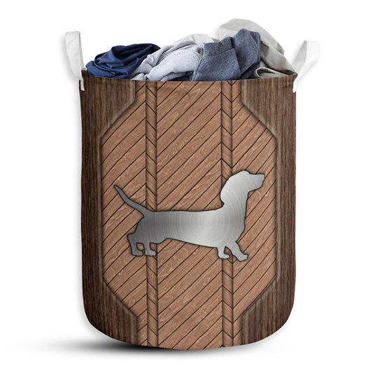 Dachshund Wood Style Laundry Basket For Bathroom Bedroom Storage