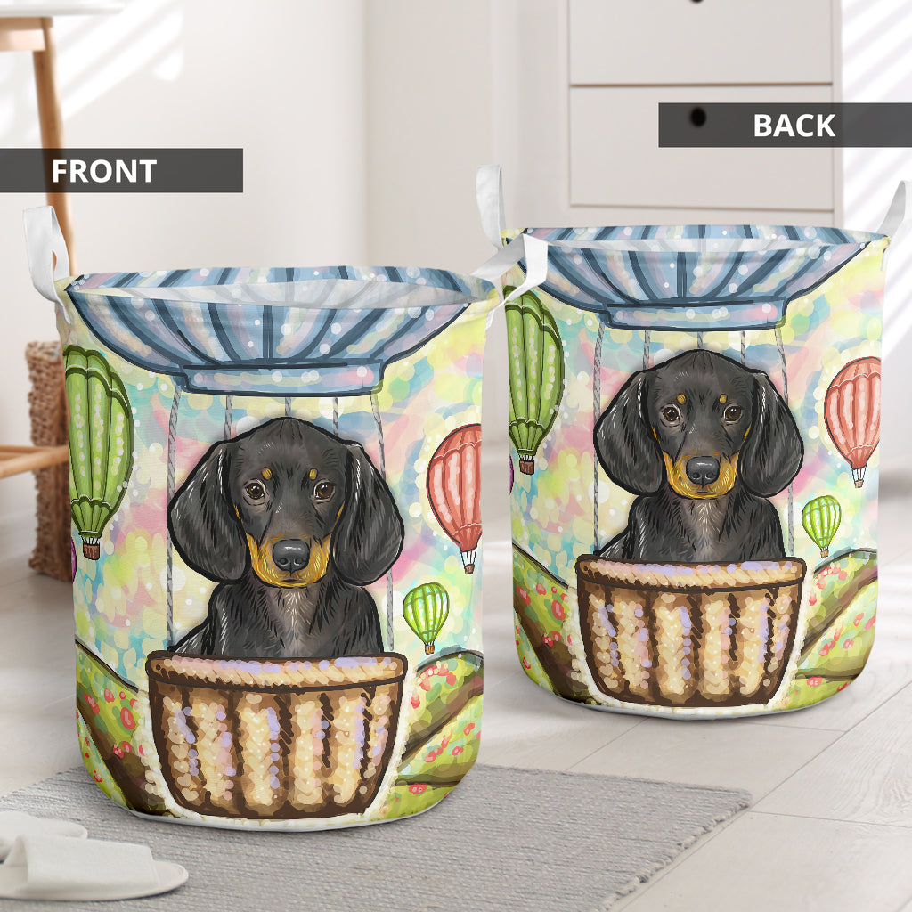 Dachshund And Air Balloon Laundry Basket For Room Home Organizer