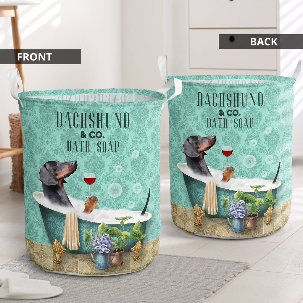 Dachshund And Bath Soap Laundry Basket For Room Home Organizer