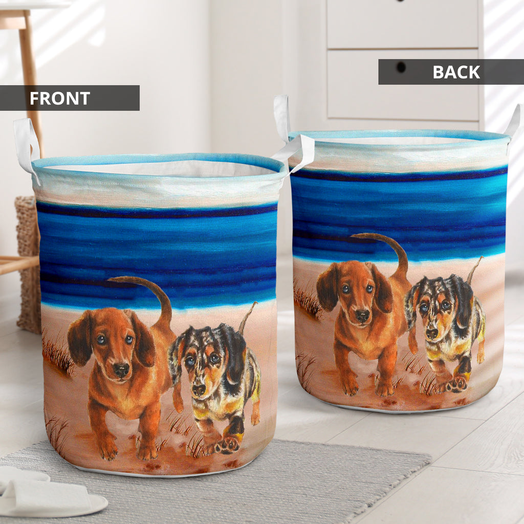 Dachshund Beach Blue Laundry Basket For Room Home Organizer