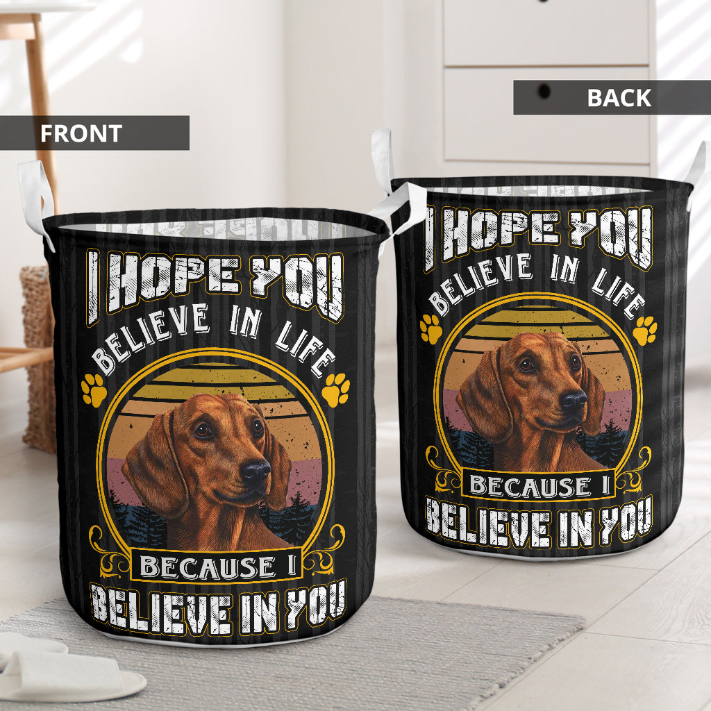 Dachshund Believe In You Laundry Basket For Room Home Organizer