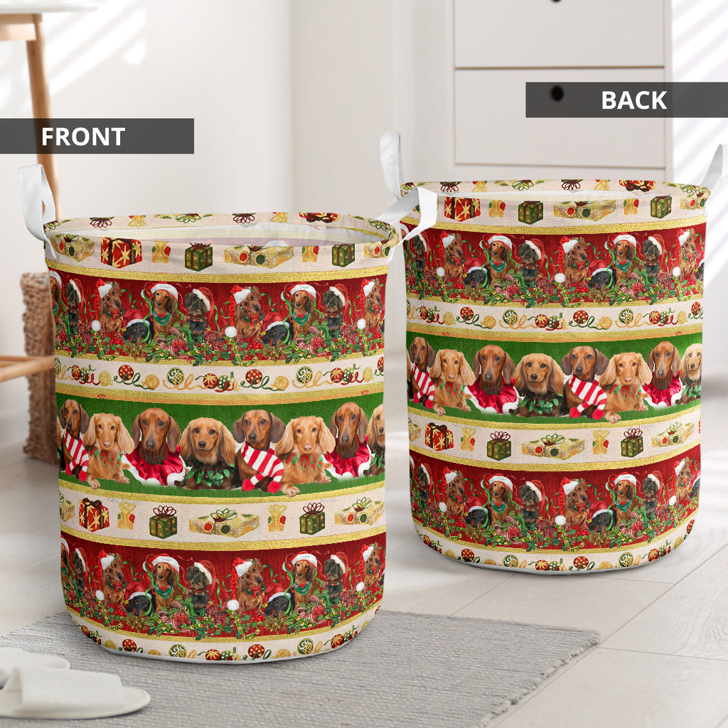 Dachshund Funny Christmas Laundry Basket For Room Home Organizer