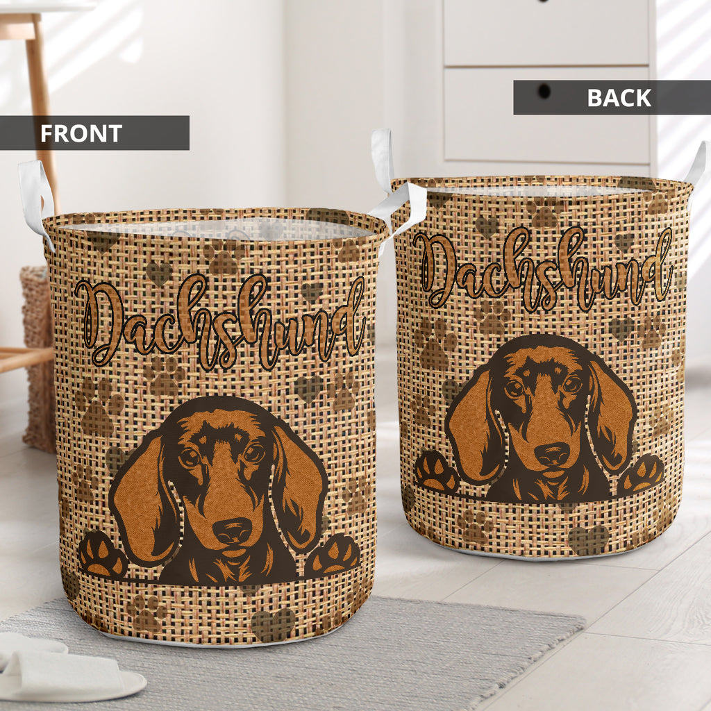 Dachshund Heart Brown Laundry Basket For Room Home Organizer