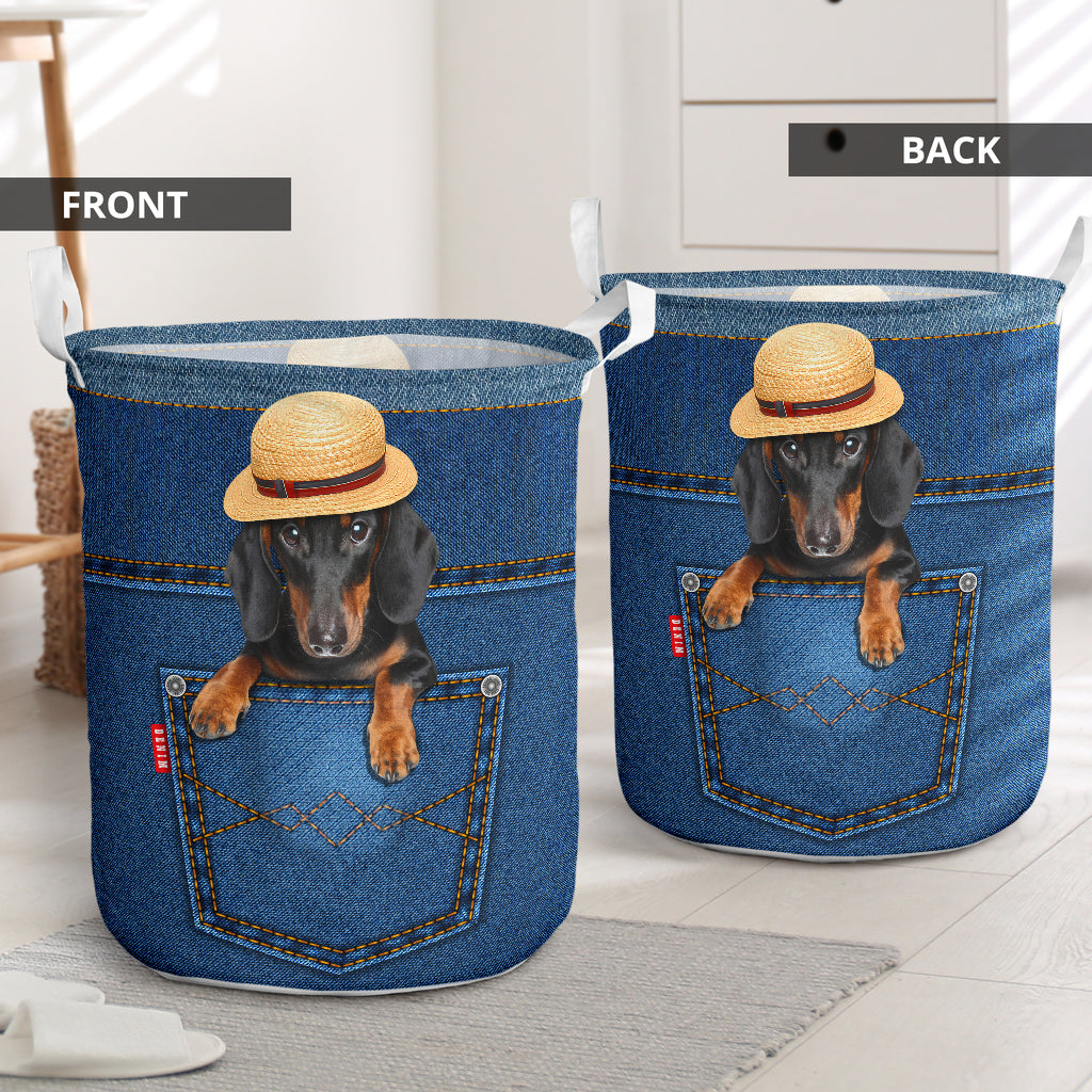 Dachshund Jean So Cute Laundry Basket For Room Home Organizer