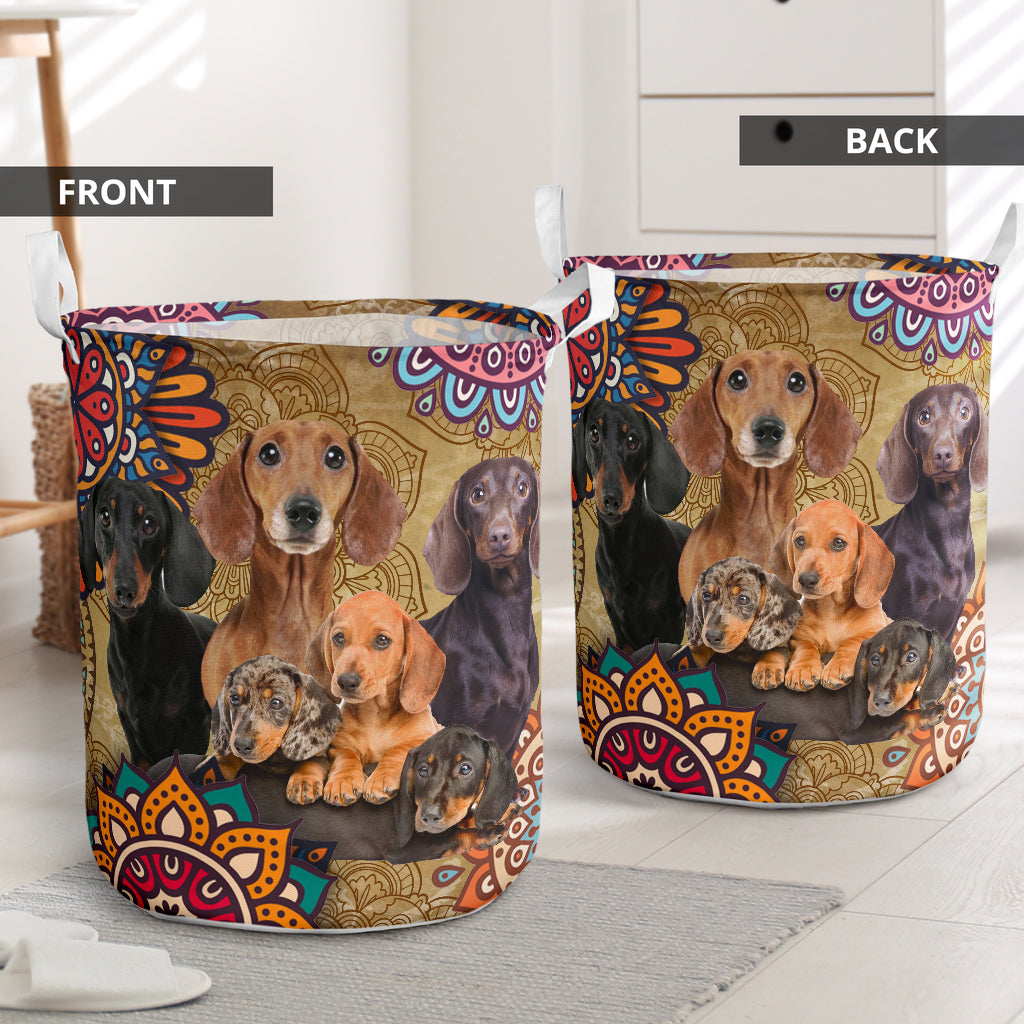 Dachshund Mandala Style Laundry Basket For Room Home Organizer