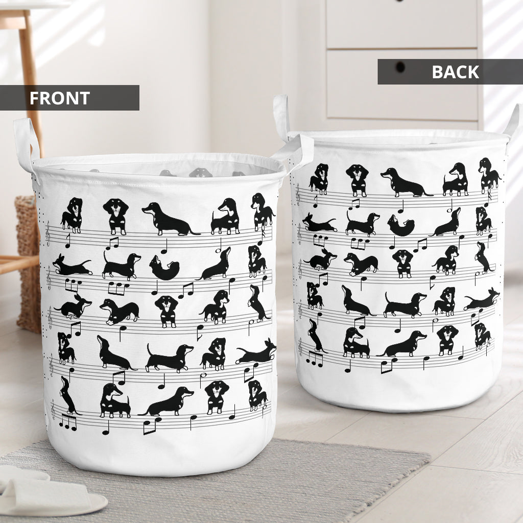 Dachshund Music Laundry Basket For Room Home Organizer