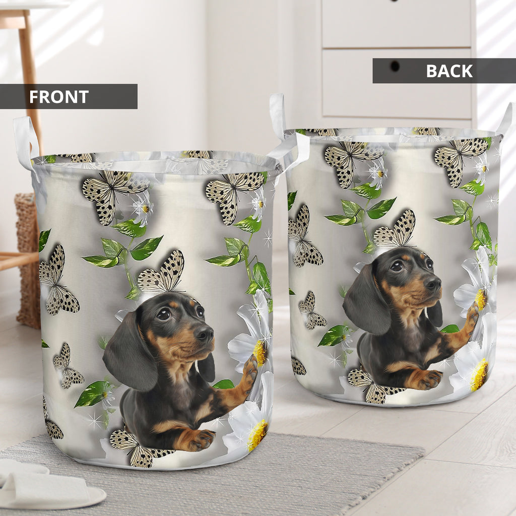 Dachshund Oil Painting Laundry Basket For Room Home Organizer