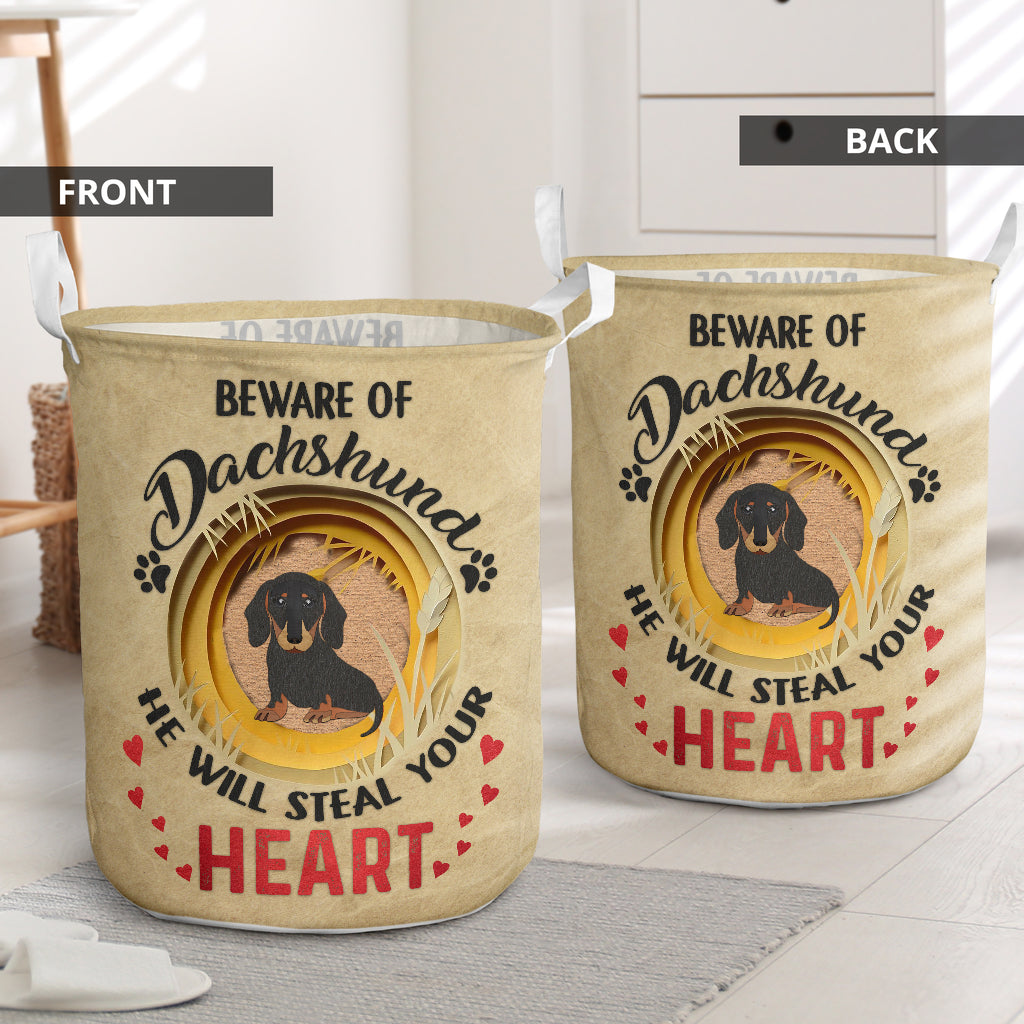 Beware Of Dachshund Paper Laundry Basket For Room Home Organizer