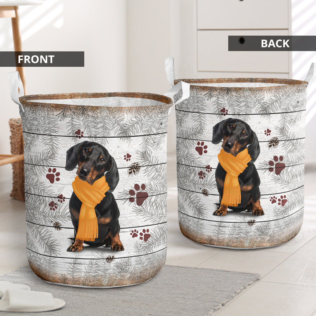 Dachshund Pine Needles Laundry Basket For Room Home Organizer