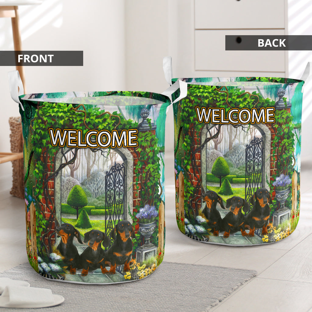 Dachshund Welcome Fresh Garden Laundry Basket For Room Home Organizer