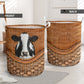 Dairy Cow Rattan Texture Laundry Basket For Room Home Organizer