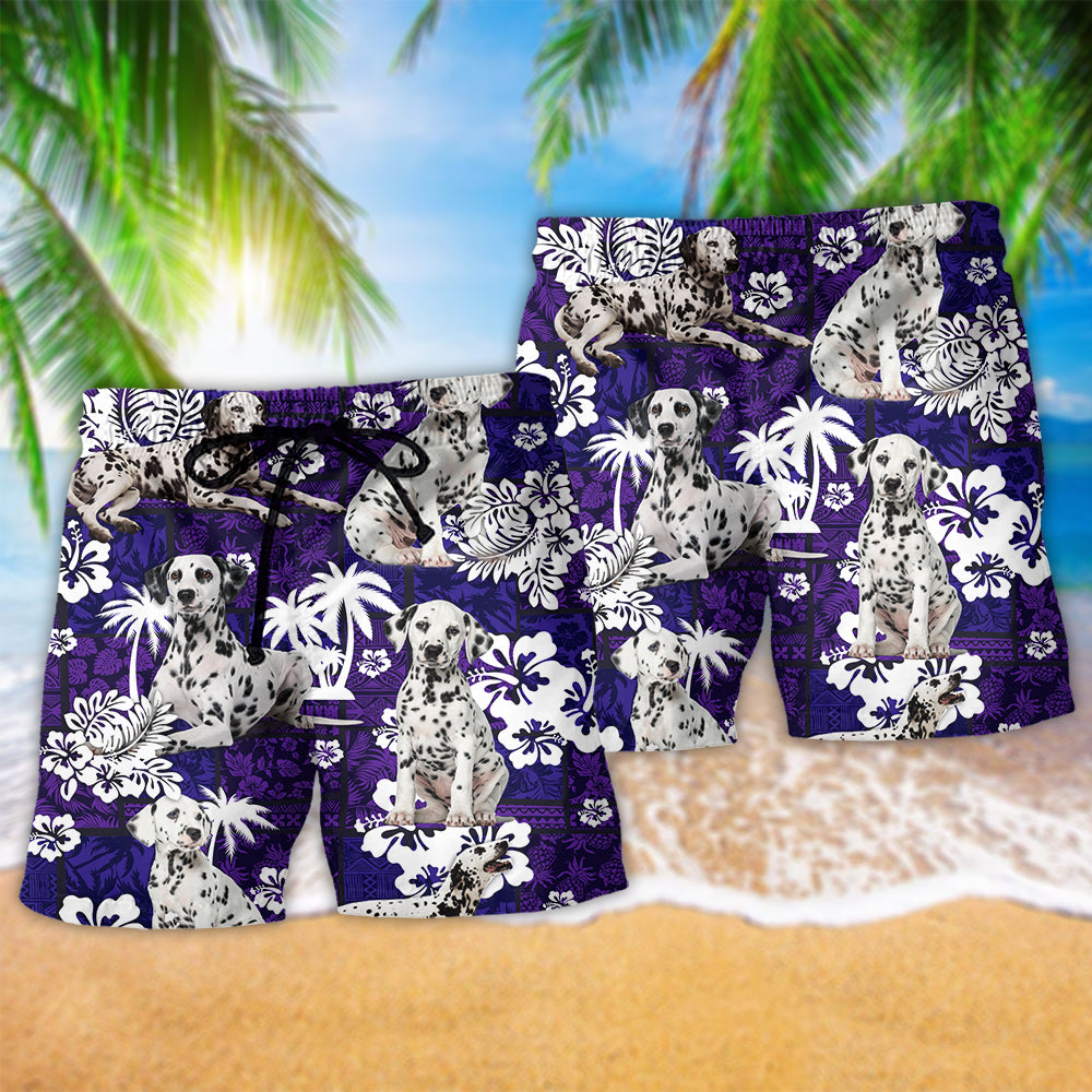 Dalmatian Tropical Summer Dog Beach Shorts Pattern Detail For Everyday Outings And Distinctive Seasonal Style