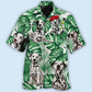 Tropical Dalmatian Leaf Dog Pattern Hawaiian Shirt For Coastal Travel, Casual Events, And Comfortable Summer Wear