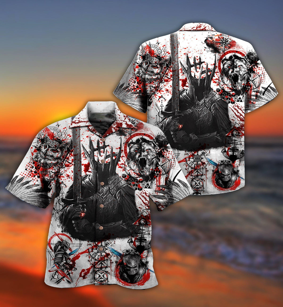 Viking Warrior Hawaiian Shirt With All Over Print For Tropical Holiday Resort Parties And Everyday Style