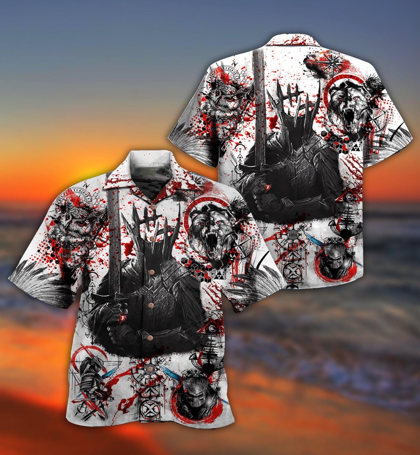Viking Warrior Hawaiian Shirt With All Over Print For Tropical Holiday Resort Parties And Everyday Style