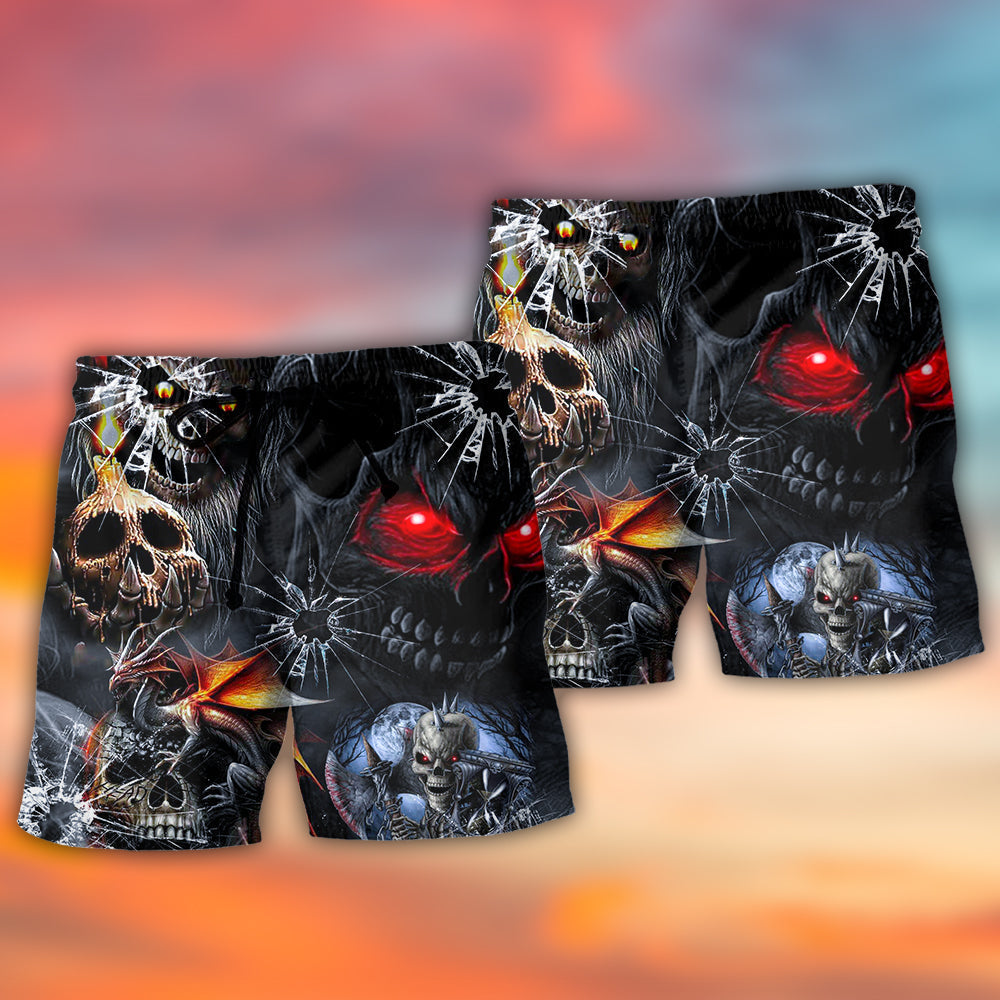 Skull Dark Cool Beach Shorts Design View For Summer Events And Coastal Getaways