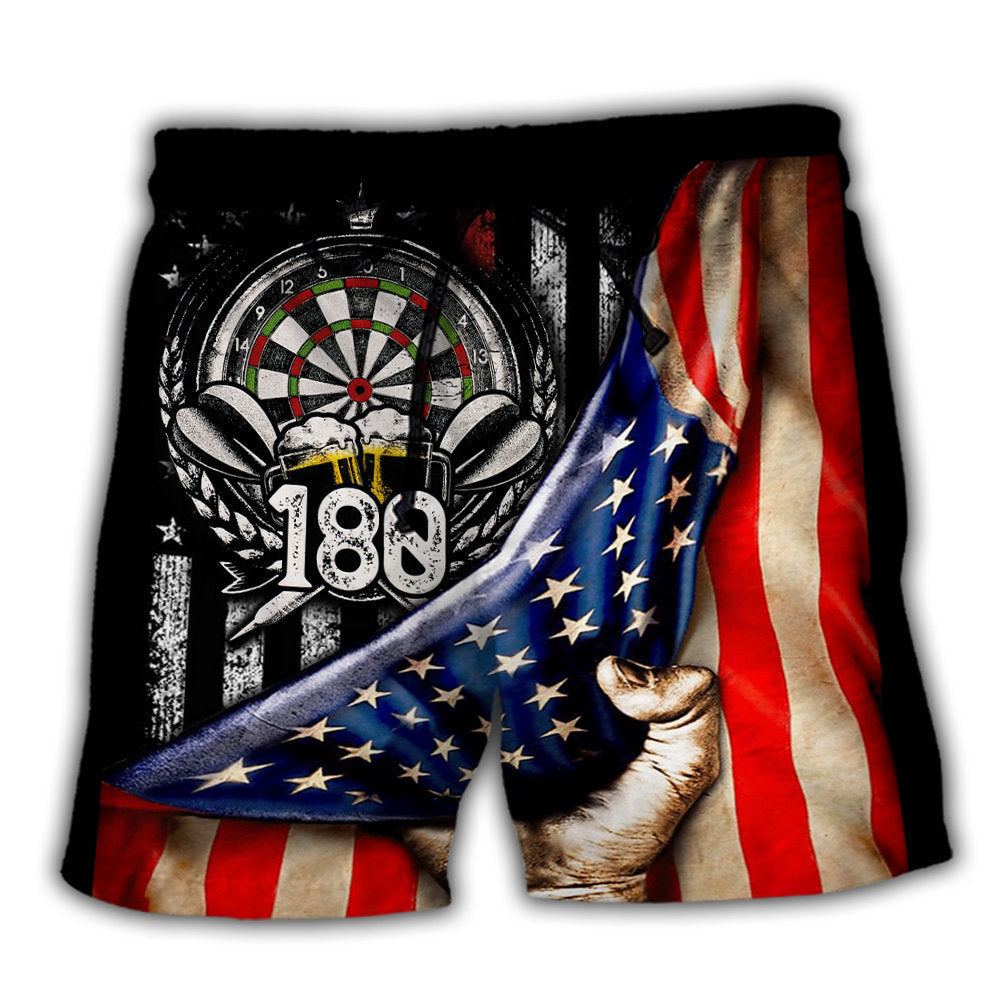 Darts Independence Day Beach Shorts Design Detail For Resort And Beach Day Style