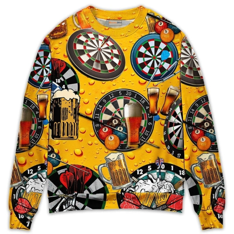 Dart And Beer Theme Sweater For Distinctive Style Travel Adventures And Creative Gifts