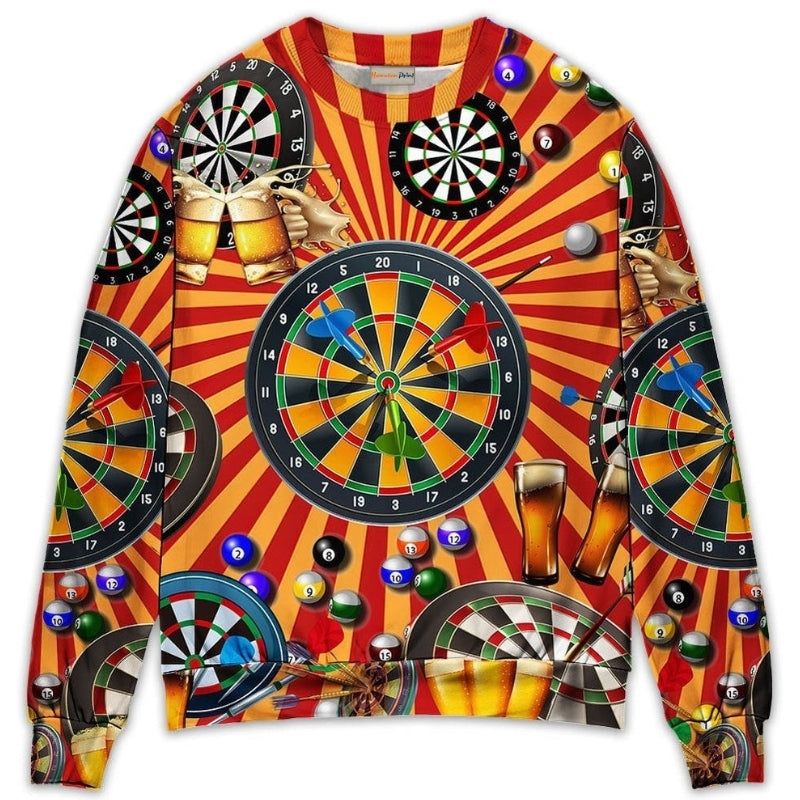 Dart Player Game Night Sweater For Outdoor Events Weekend Trips And Relaxed Casual Wear