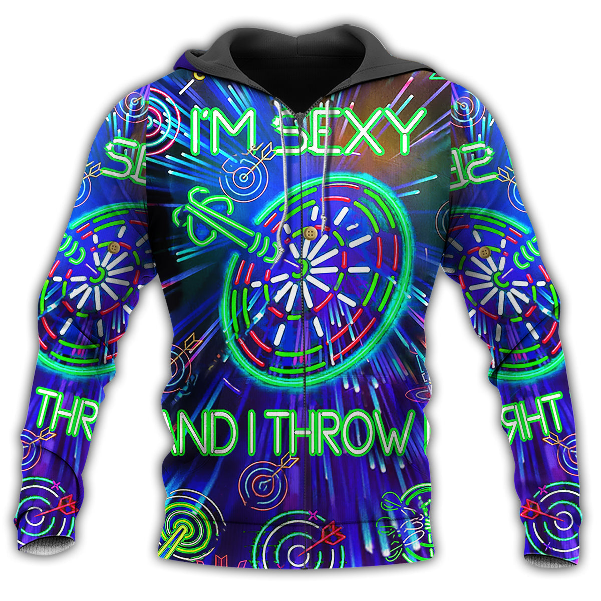 Bold Blue Darts Throw Hoodie For Hobby Lovers Seasonal Outings And Gift Giving