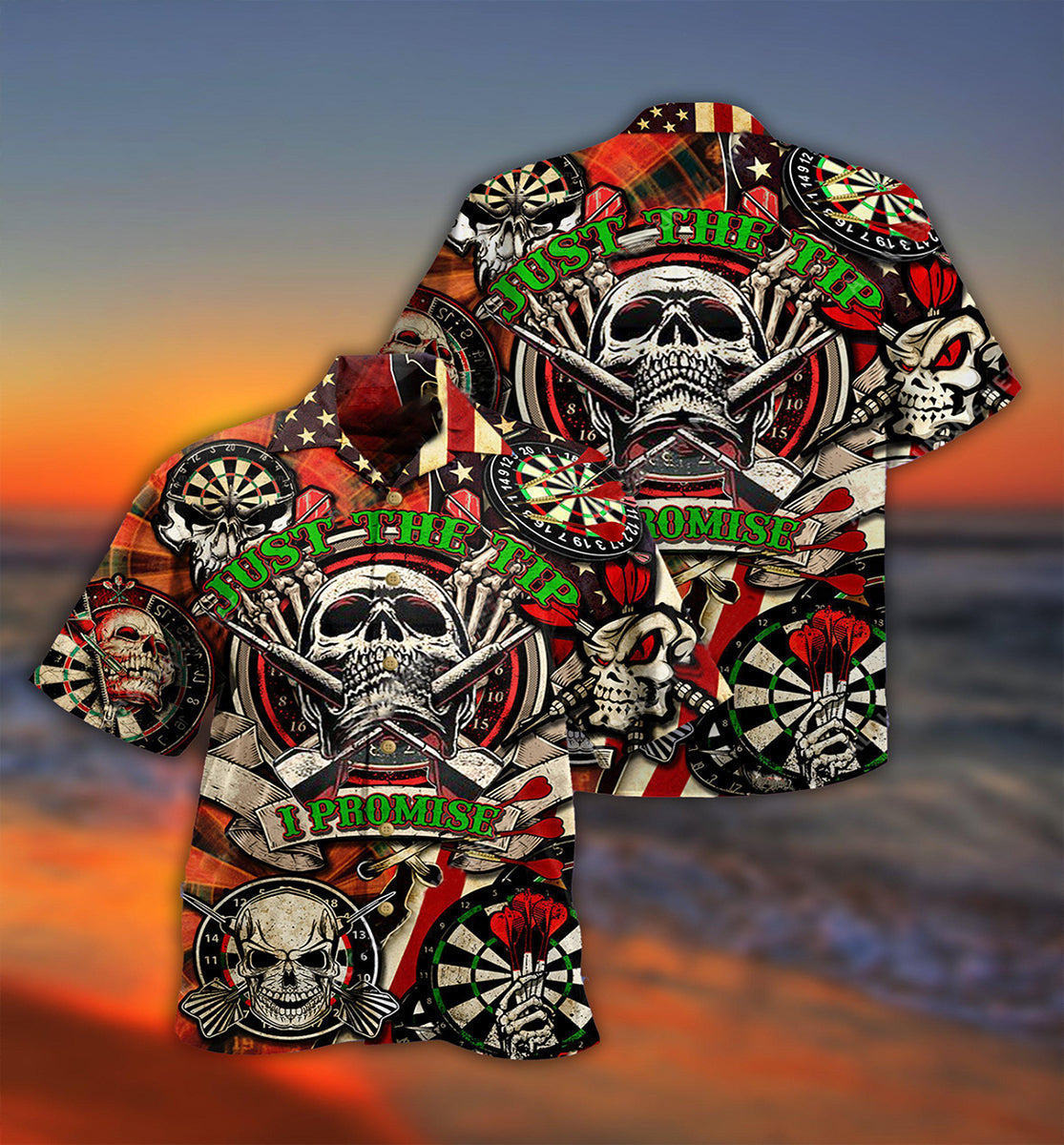 Funny Vintage Darts Skull Hawaiian Shirt For Poolside Relaxation And Sunny Getaways