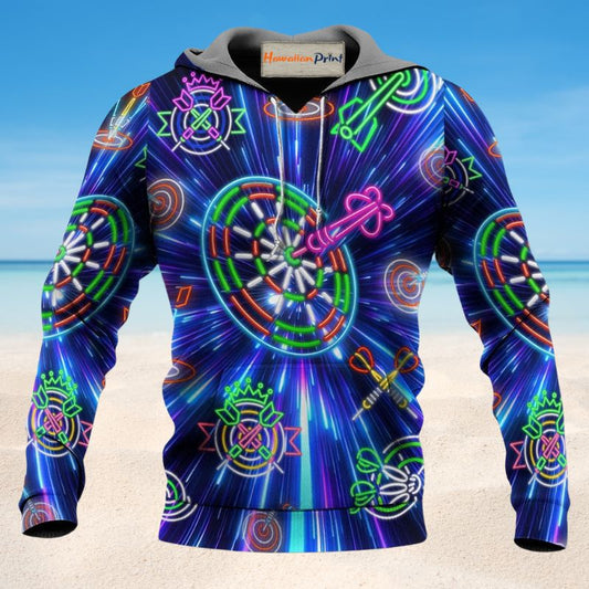 Neon Darts Light Sign Hoodie For Weekend Activities Relaxed Streetwear And Thoughtful Gifting