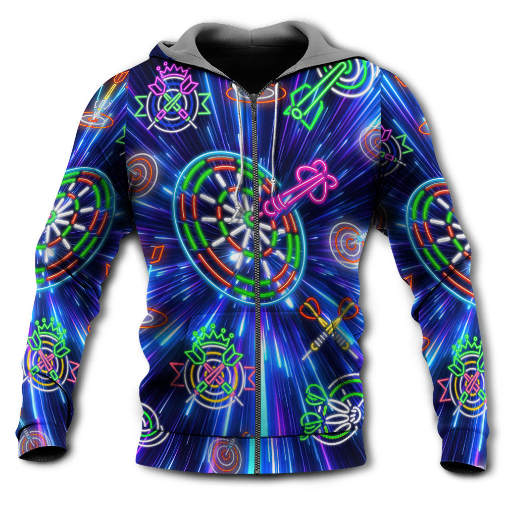 Neon Darts Light Sign Hoodie For Weekend Activities Relaxed Streetwear And Thoughtful Gifting