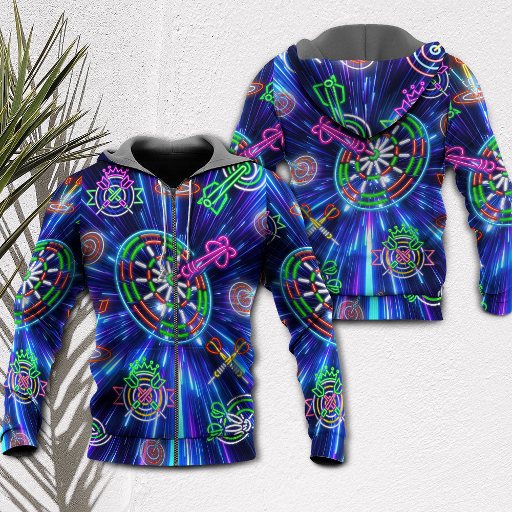 Neon Darts Light Sign Hoodie For Weekend Activities Relaxed Streetwear And Thoughtful Gifting