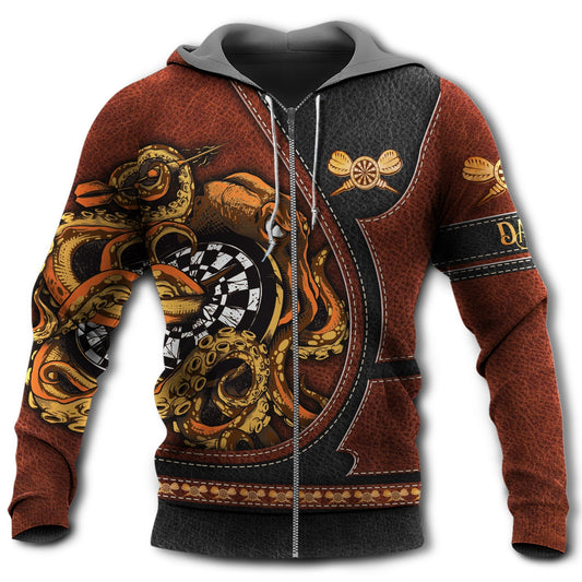 Darts Octopus Leather Hoodie For Ocean Lovers Beach Travel And Relaxed Everyday Style