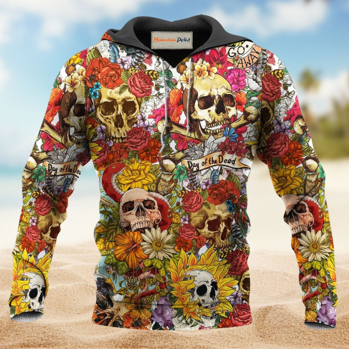 Floral Day Dead Skull Hoodie For Dark Artwork Streetwear And Relaxed Everyday Outfits