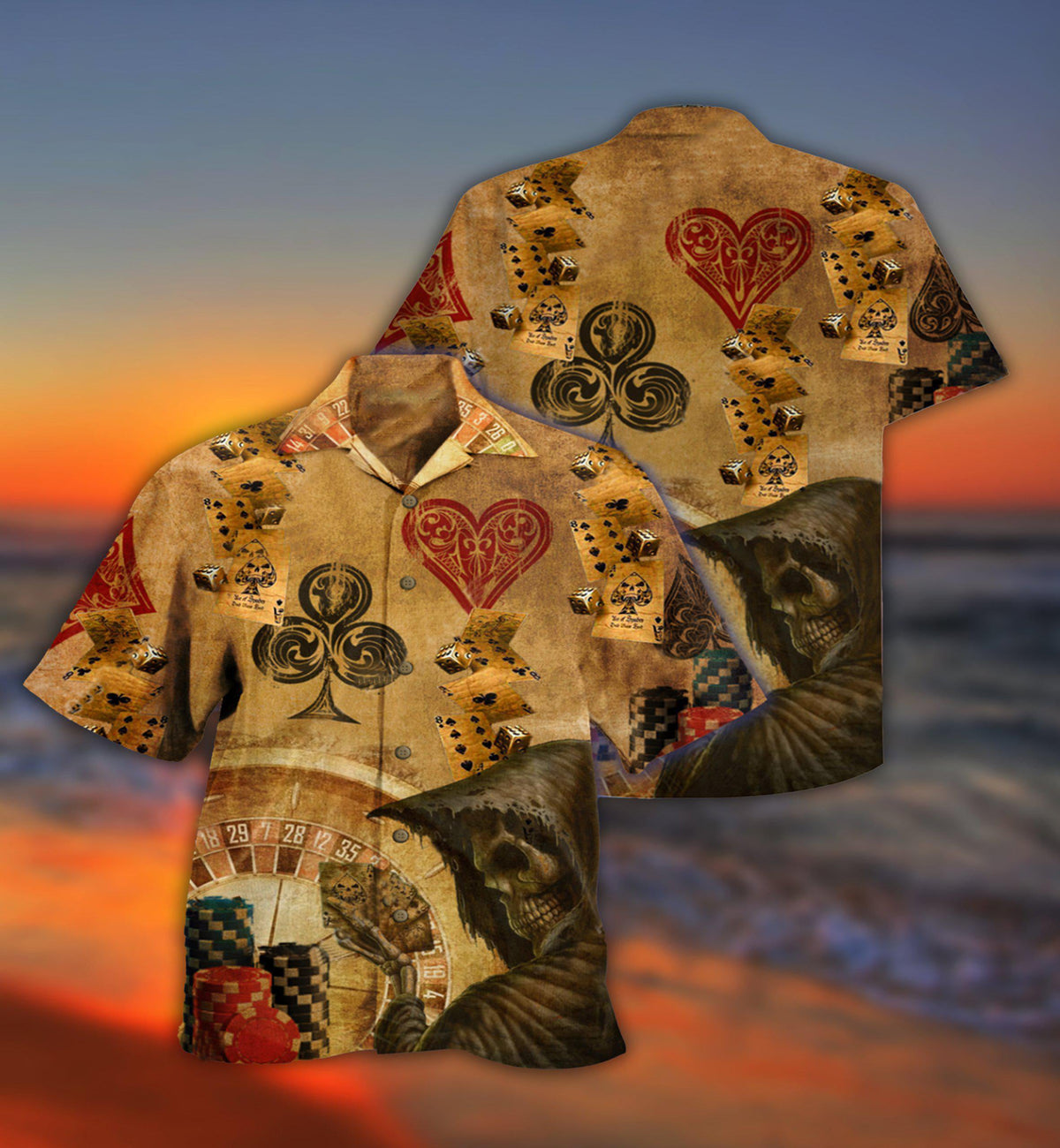 Vintage Casino Card Hand Hawaiian Shirt With Detailed Graphic For Beach Getaways Resort Outings And Thoughtful Gifting