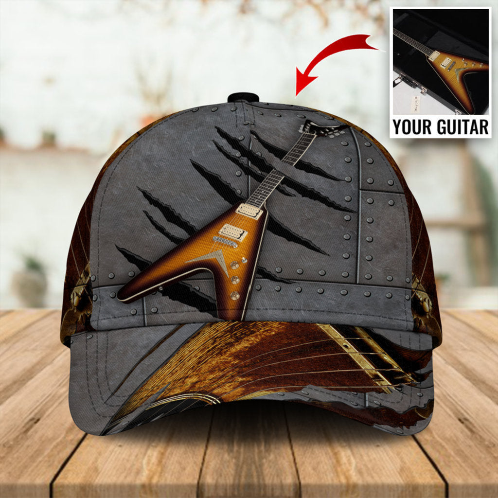 Flame Guitar Custom Photo Classic Cap For Casual Outfits Vacations And Everyday Styling