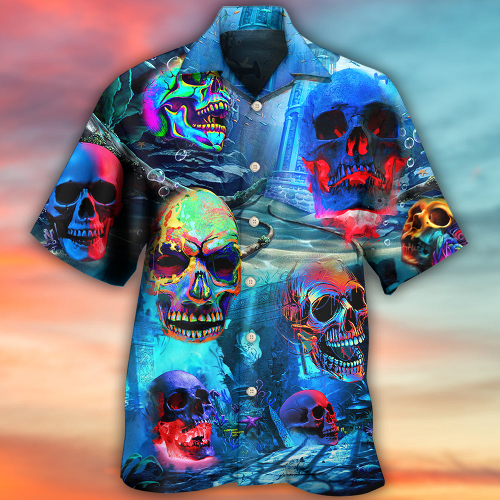 Skull Deep Ocean Hawaiian Shirt For Coastal Adventures And Warm Weather Wear