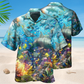 Deep Sea Ocean Hawaiian Shirt For Tropical Holidays, Resort Trips, And Relaxed Coastal Style