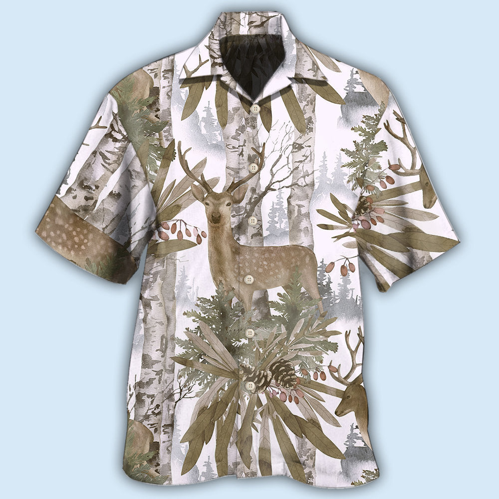 Deer Forest Hawaiian Shirt Artwork Detail For Tropical Trips And Casual Outings