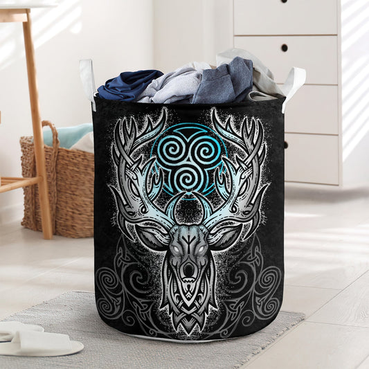 Deer Black Mysterious Style Laundry Basket For Bathroom Bedroom Storage