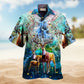 Vintage Gardening Plants Dogs Hawaiian Shirt Front Pattern View For Tropical Vacations
