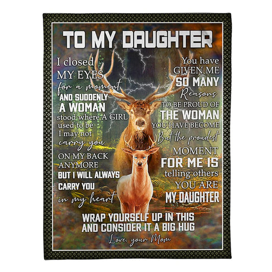 Deer Consider Big Hug Daughter Gift Flannel Blanket For Cozy Bedroom Sofa Decor