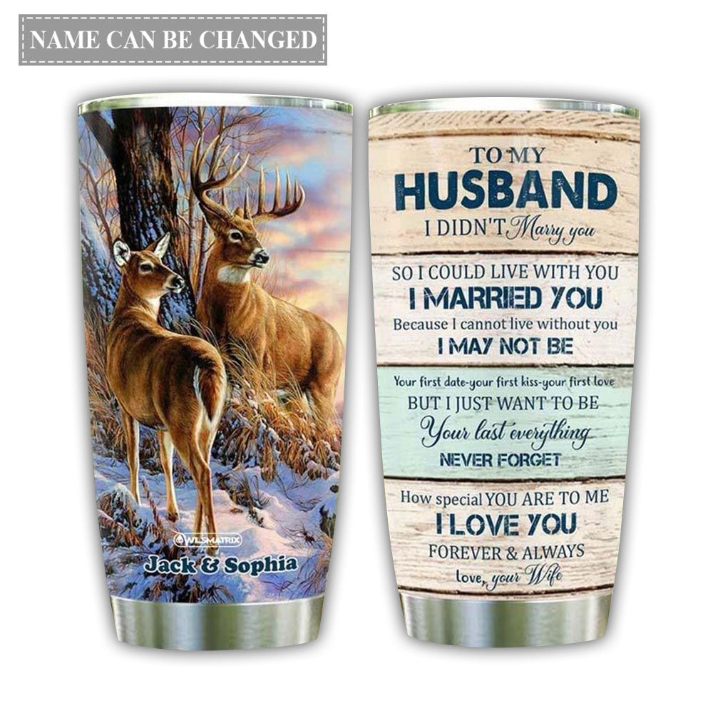 Deer Couple I Love You Personalized 20 Oz Tumbler For Coffee Travel And Daily Drinks