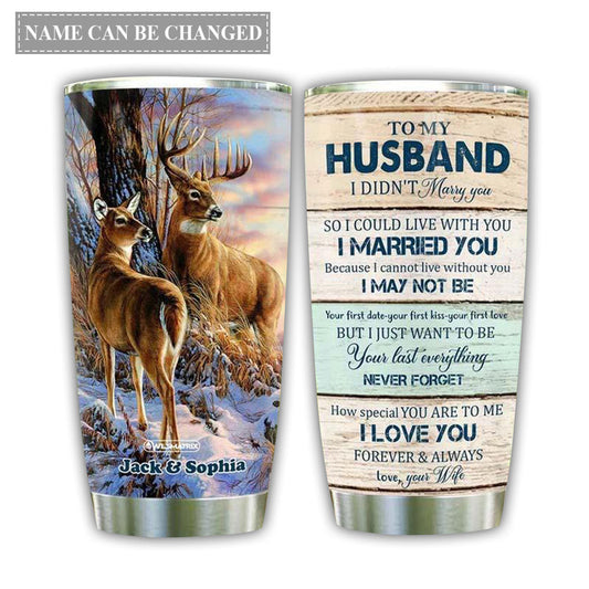 Deer Couple I Love You Personalized 20 Oz Tumbler For Coffee Travel And Daily Drinks