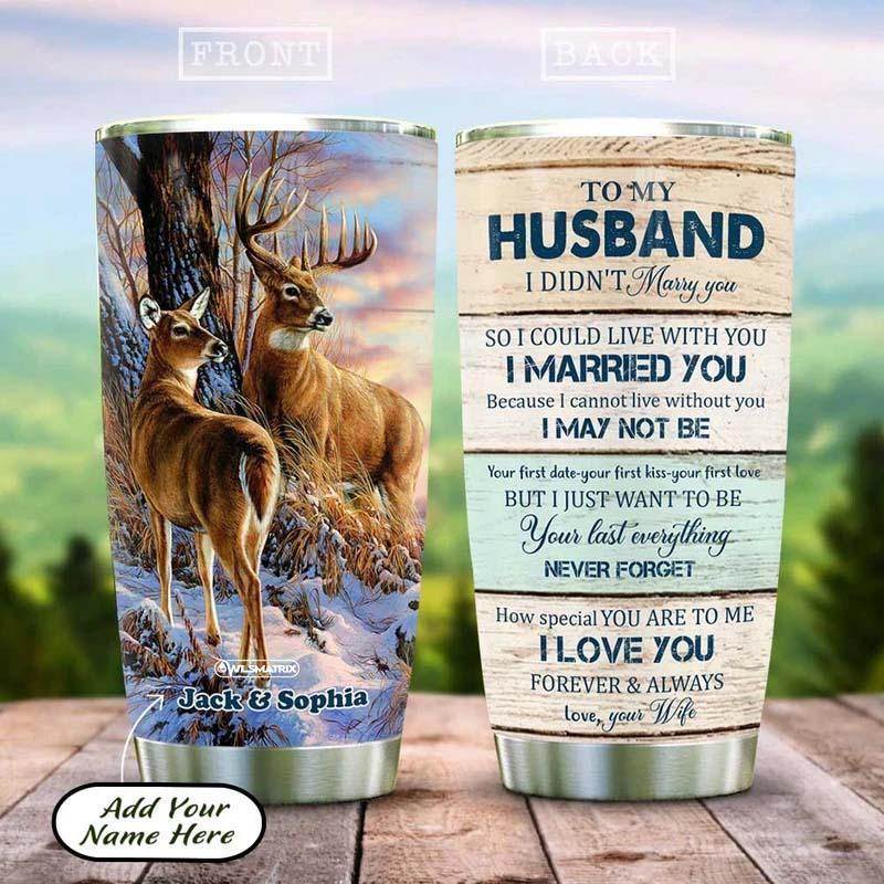 Deer Couple I Love You Personalized 20 Oz Tumbler For Coffee Travel And Daily Drinks