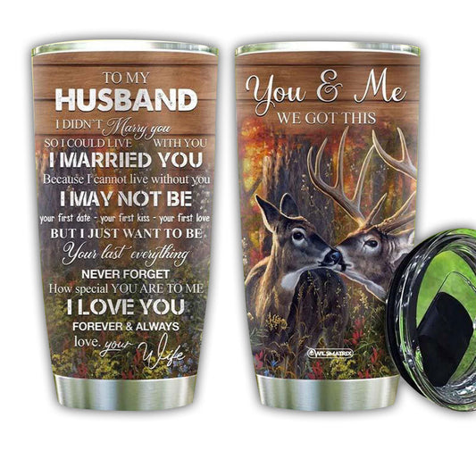 Deer Couple To Husband 20 Oz Tumbler For Coffee Travel And Daily Drinks
