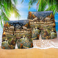 Deer Wild Nature Adventure Beach Shorts Pattern Detail For Island Trips And Bright Summer Outfits