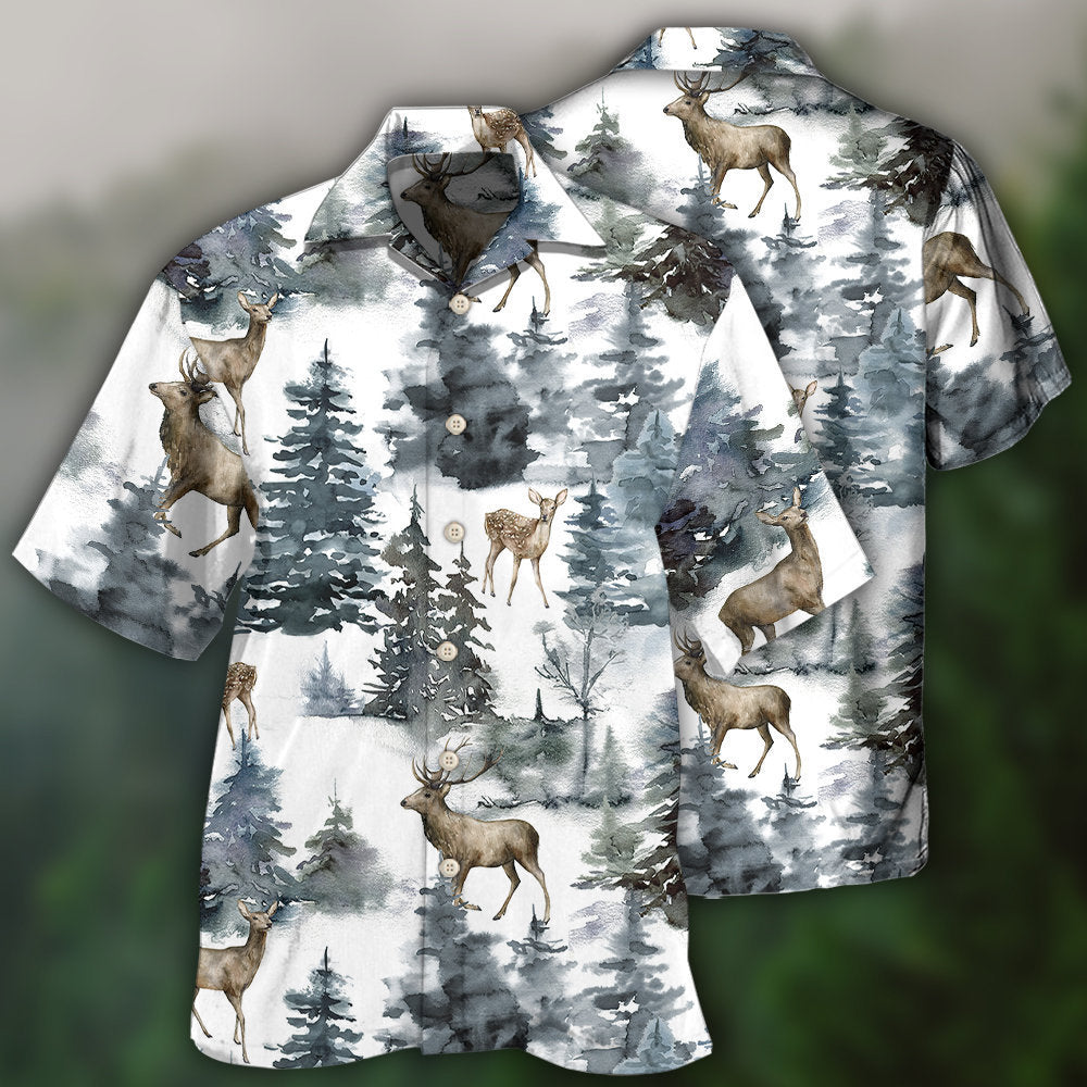 Creative Deer Forest Hawaiian Shirt For Coastal Travel, Casual Events, And Comfortable Summer Wear
