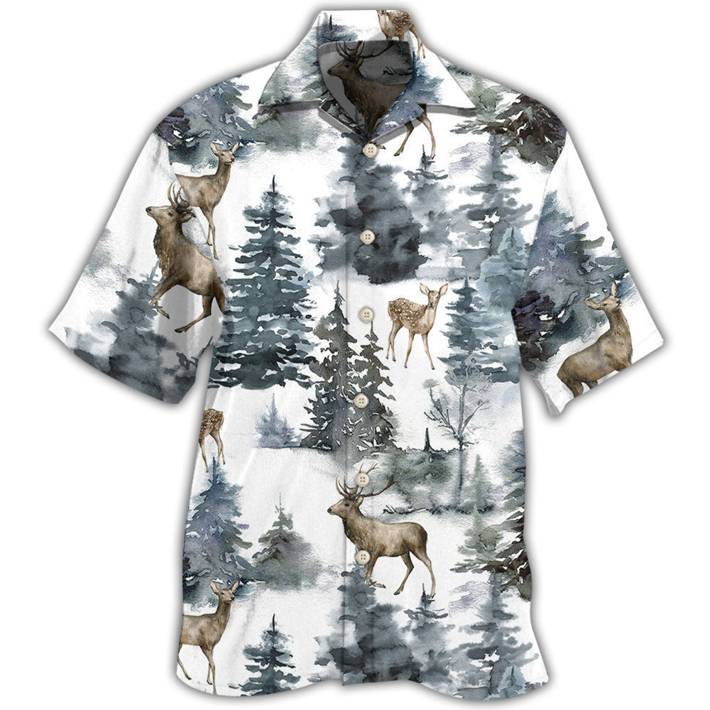 Creative Deer Forest Hawaiian Shirt For Coastal Travel, Casual Events, And Comfortable Summer Wear
