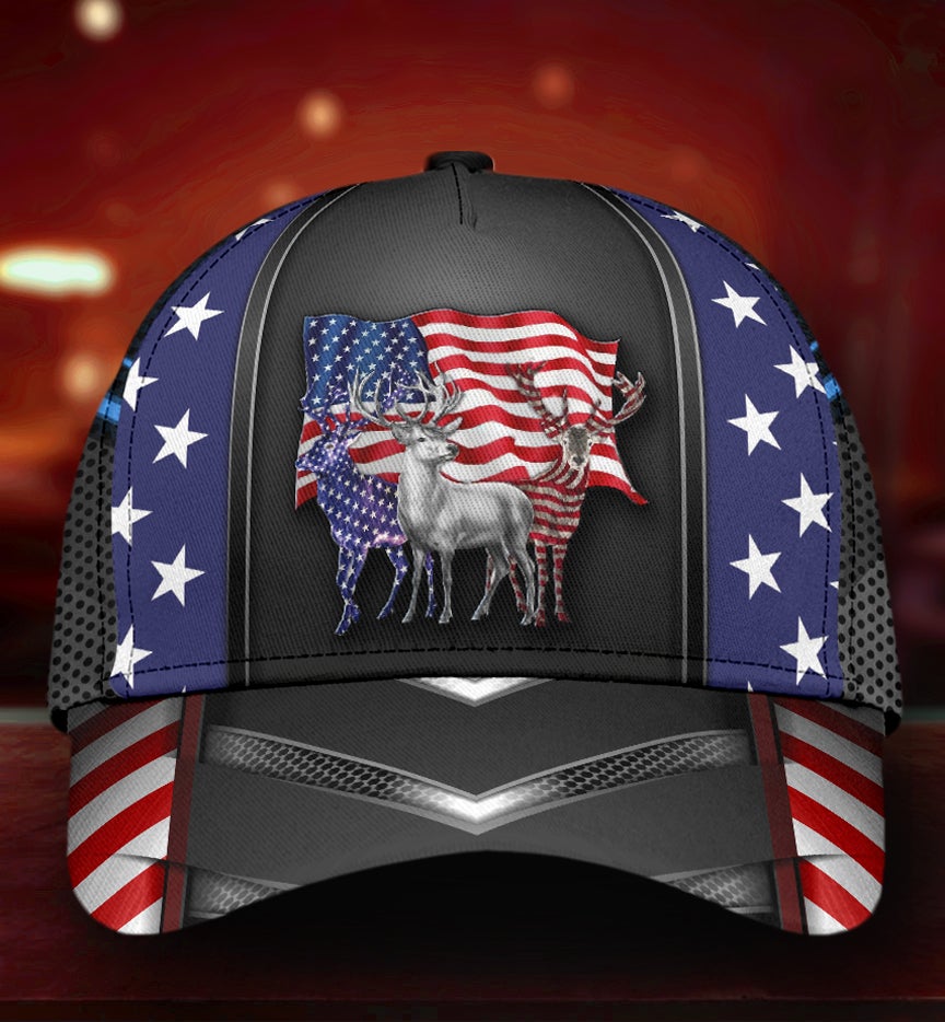 Deer Hunting Proud American Classic Cap For Summer Outings Festivals And Relaxed Daily Wear